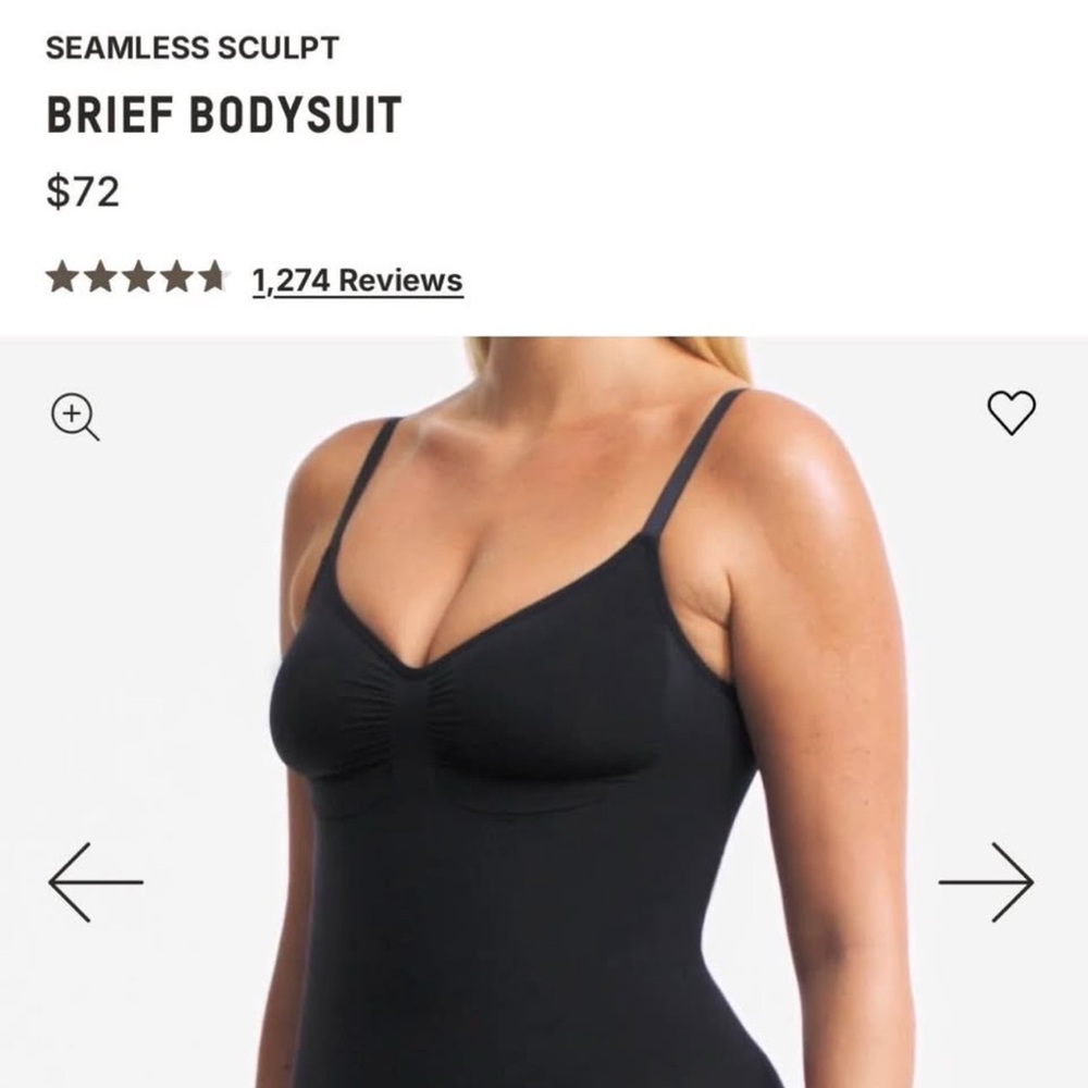 SKIMS Black Seamless Sculpt Brief Bodysuit